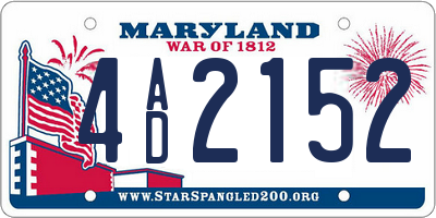 MD license plate 4AD2152
