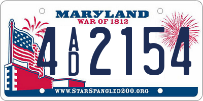 MD license plate 4AD2154