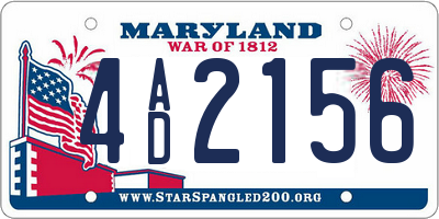 MD license plate 4AD2156