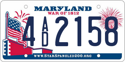 MD license plate 4AD2158