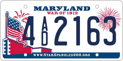MD license plate 4AD2163