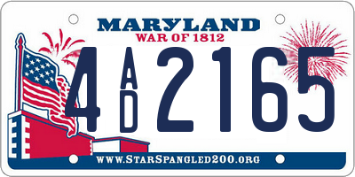 MD license plate 4AD2165