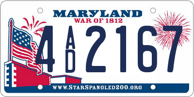 MD license plate 4AD2167