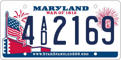 MD license plate 4AD2169