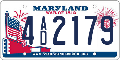 MD license plate 4AD2179