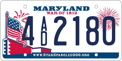 MD license plate 4AD2180