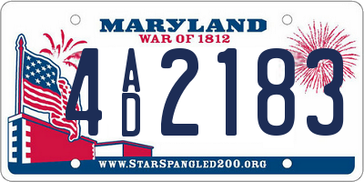 MD license plate 4AD2183