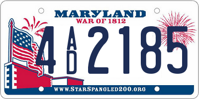 MD license plate 4AD2185