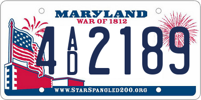 MD license plate 4AD2189