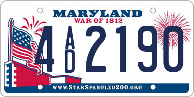 MD license plate 4AD2190