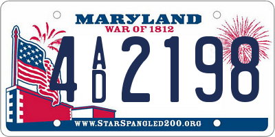MD license plate 4AD2198