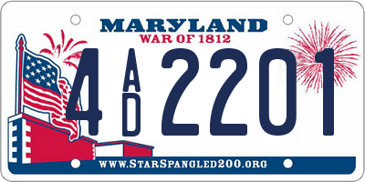 MD license plate 4AD2201