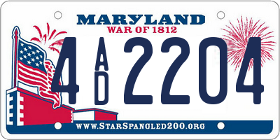 MD license plate 4AD2204