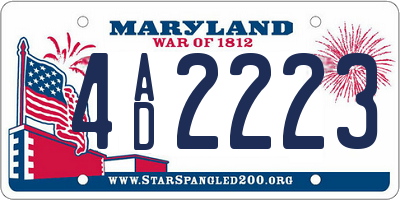 MD license plate 4AD2223