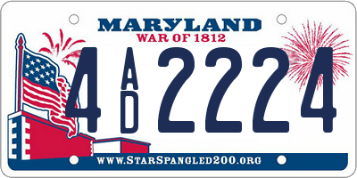 MD license plate 4AD2224