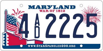 MD license plate 4AD2225