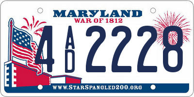 MD license plate 4AD2228