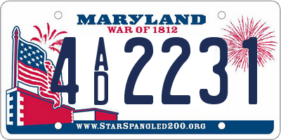 MD license plate 4AD2231