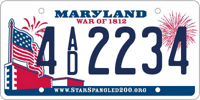 MD license plate 4AD2234