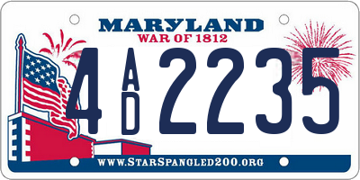 MD license plate 4AD2235