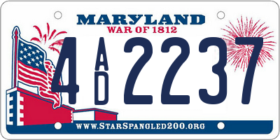 MD license plate 4AD2237