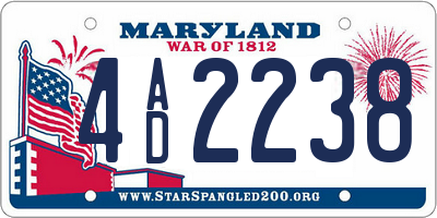 MD license plate 4AD2238