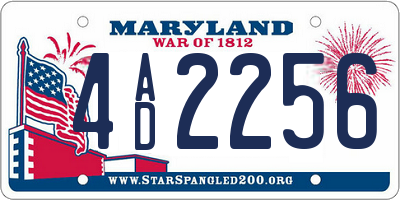 MD license plate 4AD2256