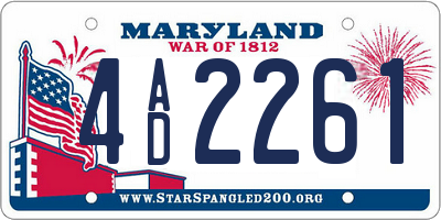 MD license plate 4AD2261