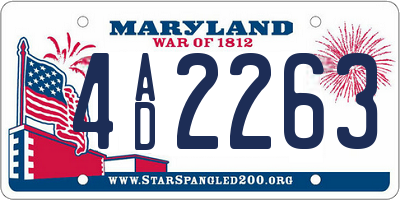 MD license plate 4AD2263