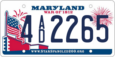 MD license plate 4AD2265