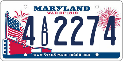 MD license plate 4AD2274