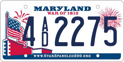 MD license plate 4AD2275