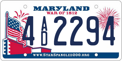 MD license plate 4AD2294