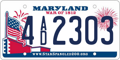 MD license plate 4AD2303