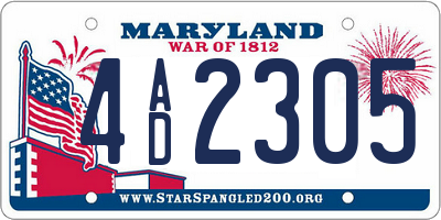 MD license plate 4AD2305