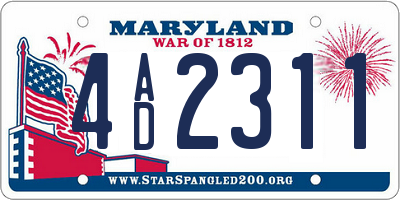 MD license plate 4AD2311