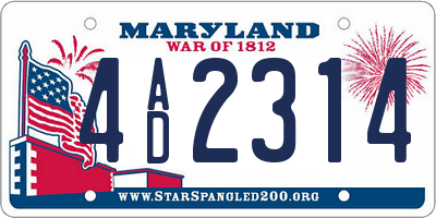 MD license plate 4AD2314