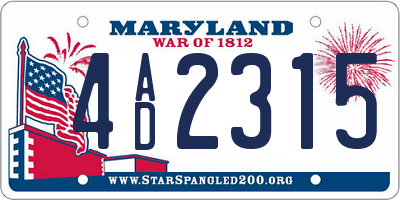 MD license plate 4AD2315