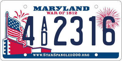 MD license plate 4AD2316