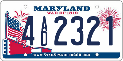 MD license plate 4AD2321