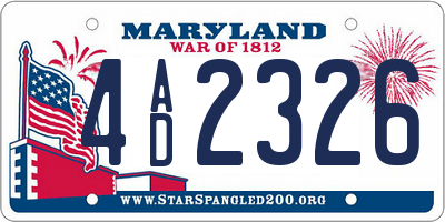 MD license plate 4AD2326