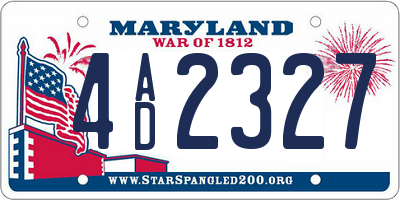 MD license plate 4AD2327