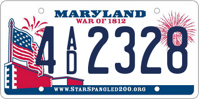 MD license plate 4AD2328