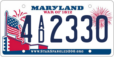 MD license plate 4AD2330