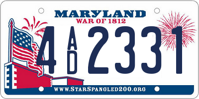 MD license plate 4AD2331
