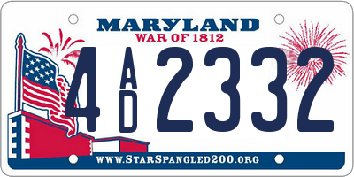 MD license plate 4AD2332