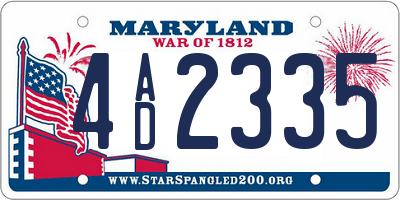 MD license plate 4AD2335