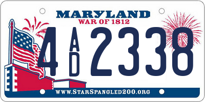 MD license plate 4AD2338