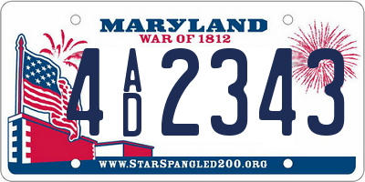 MD license plate 4AD2343