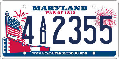MD license plate 4AD2355